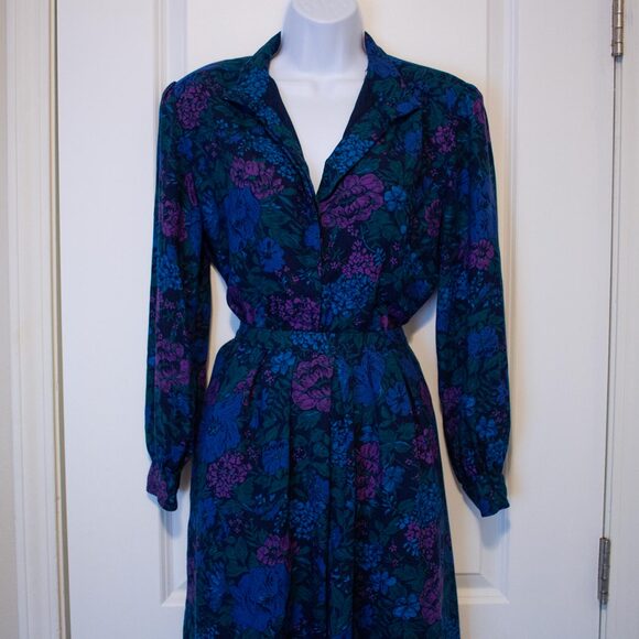 VTG Moody Cottagecore Floral 2Pc Set Romantic High Neck 14 Country Sophisticates - Picture 1 of 16